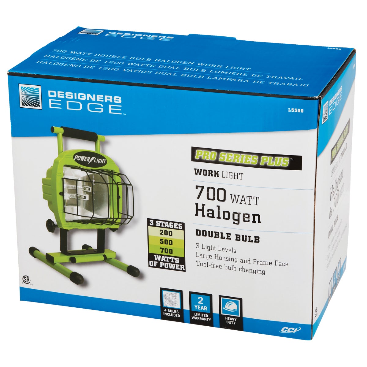 Designers Edge Power Light 11,200 Lm. Halogen H-Stand Portable Work Light