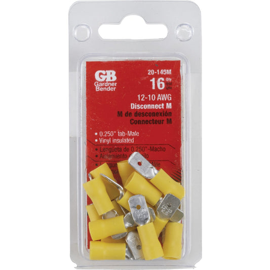 Gardner Bender 12 to 10 AWG Male Yellow Vinyl-Insulated Barrel Disconnect (16-Pack)