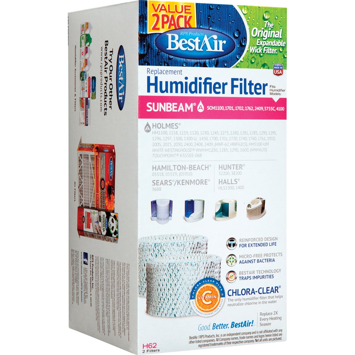 BestAir Table Top Humidifier Wick Filter (2-Pack)