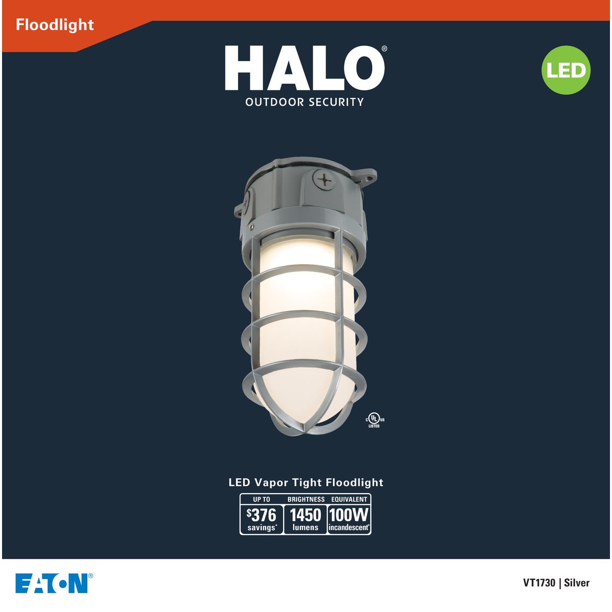 Halo 17.7W LED Vapor Tight Gray Barn Light Fixture