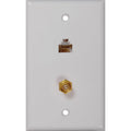 RCA White CAT 5/6 Single Coaxial Wall Plate