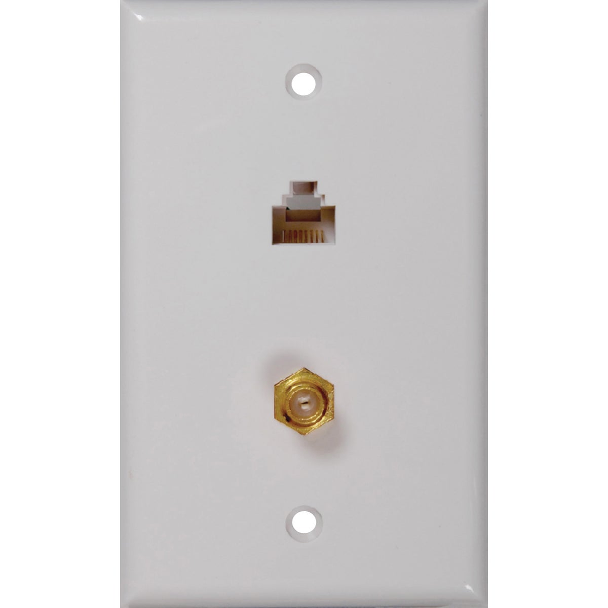 RCA White CAT 5/6 Single Coaxial Wall Plate