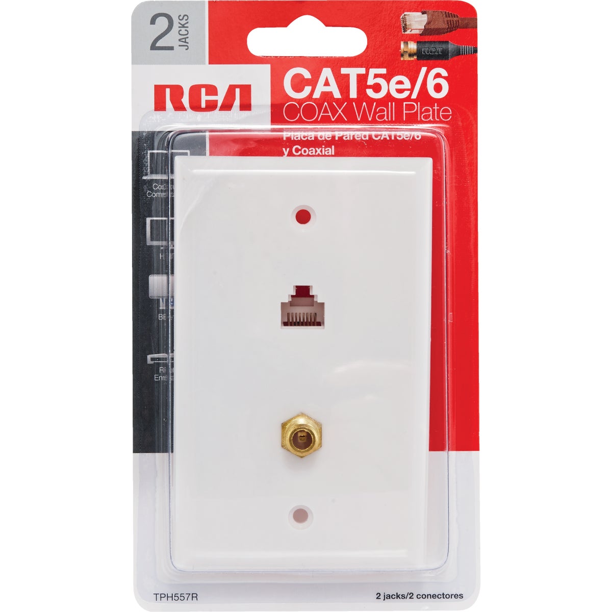 RCA White CAT 5/6 Single Coaxial Wall Plate