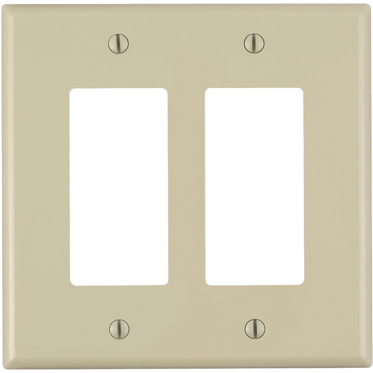 Leviton Decora 2-Gang Thermoplastic Nylon Mid-Way Rocker Wall Plate, Ivory