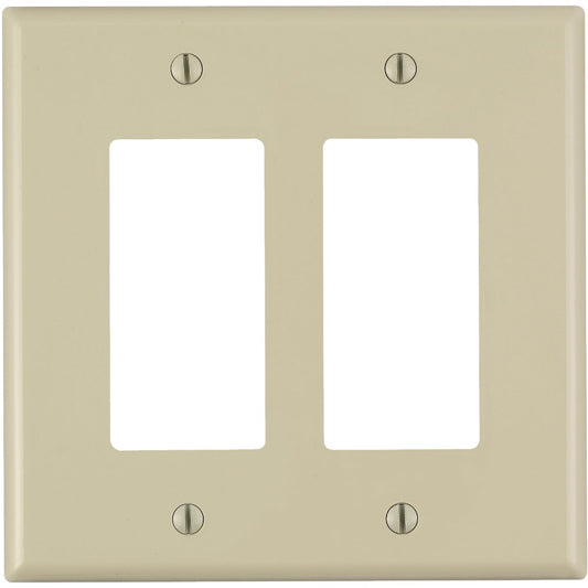 Leviton Decora 2-Gang Thermoplastic Nylon Mid-Way Rocker Wall Plate, Ivory