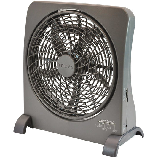 Treva Smart Power 10 In. 2-Speed Gray Rechargeable Battery Operated Table Fan