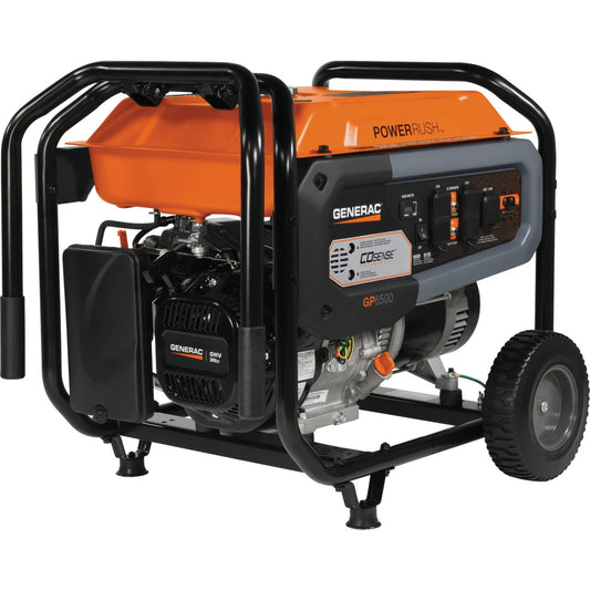 Generac Co-Sense 6500W Gasoline Powered Recoil Pull Start Portable Generator