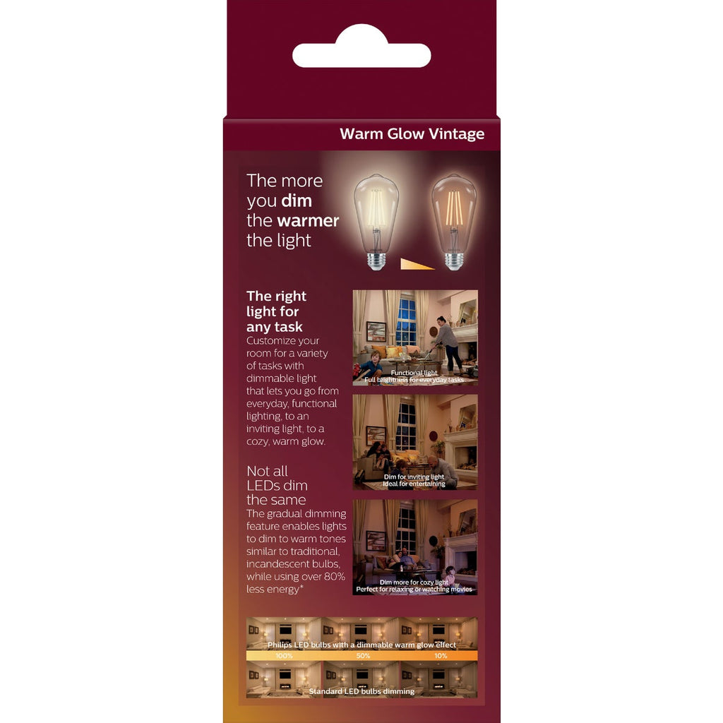 Philips Warm Glow 60W Equivalent Soft White ST19 Medium Vintage LED Light Bulb