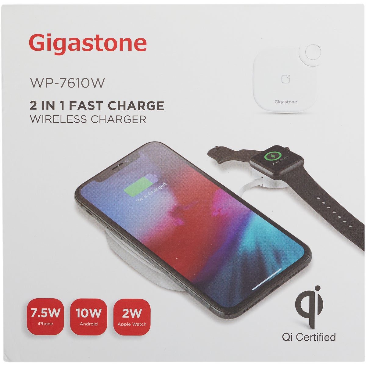 Gigastone White Qi Compatible Wireless Charging Pad