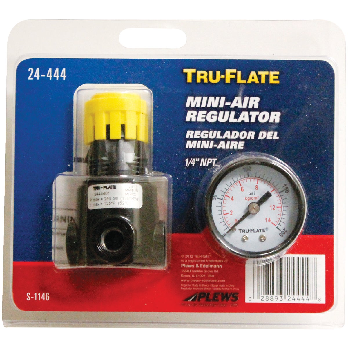 Tru-Flate 1/4 In. NPT 250 PSI Mini Pressure Regulator