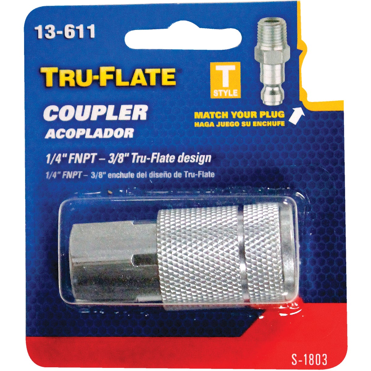 Tru-Flate Series Push-to-Connect 1/4 In. FNPT Coupler