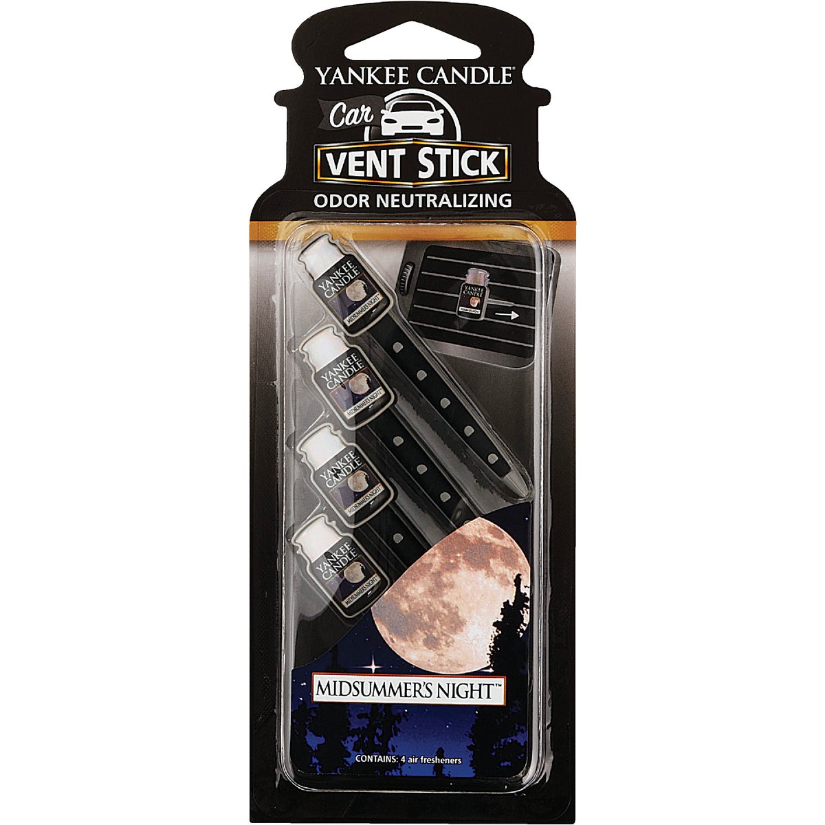 Yankee Candle Vent Stick Car Air Freshener, Midsummer's Night (4-Pack)