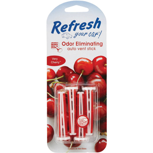 Refresh Your Car Vent Stick Car Air Freshener, Very Cherry (4-Pack)