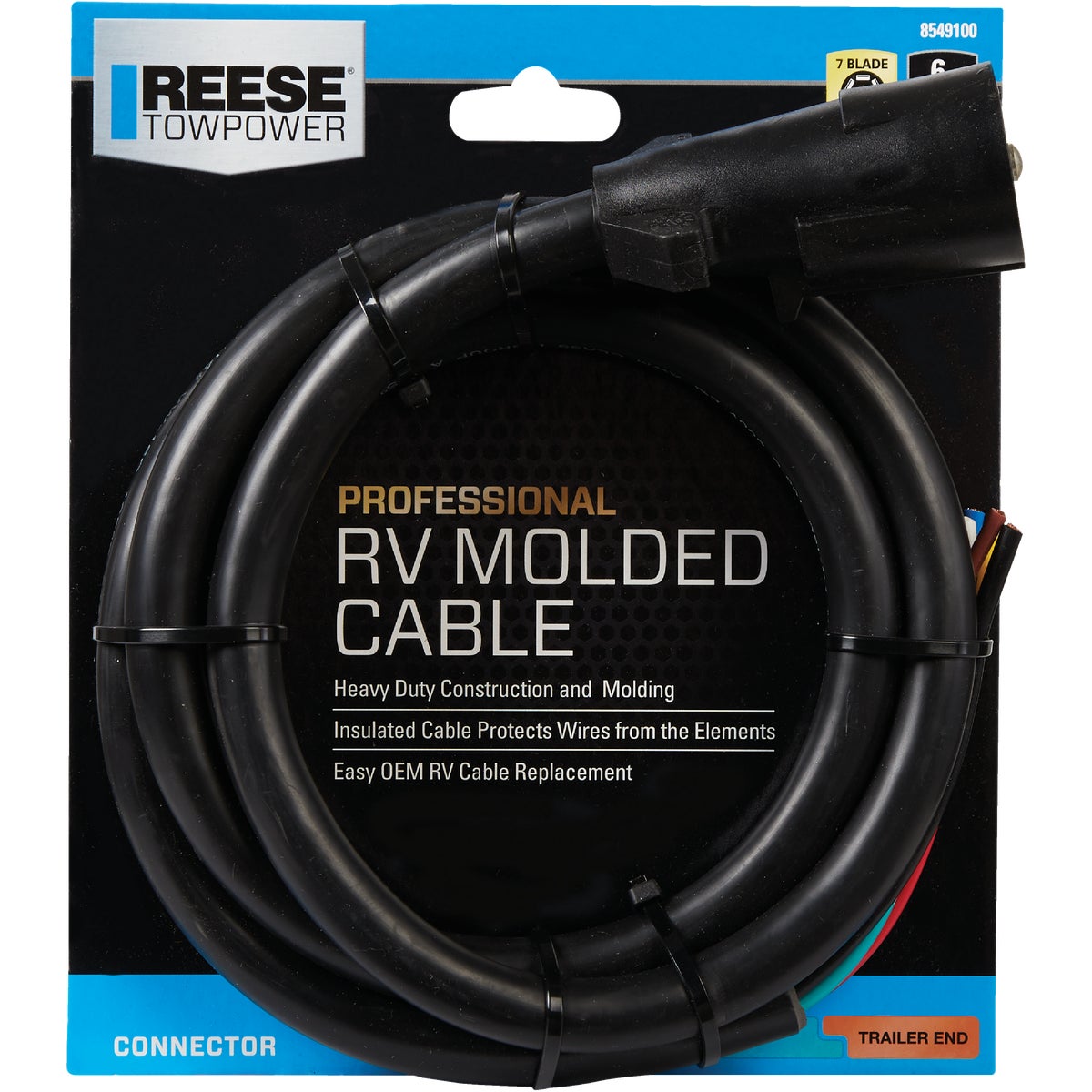 Reese Towpower Professional 7-Blade 6 Ft. Molded Cable Trailer Side Connector