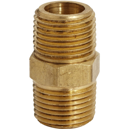 Milton Hex 3/8 In. NPT Brass Hex Nipple Coupler