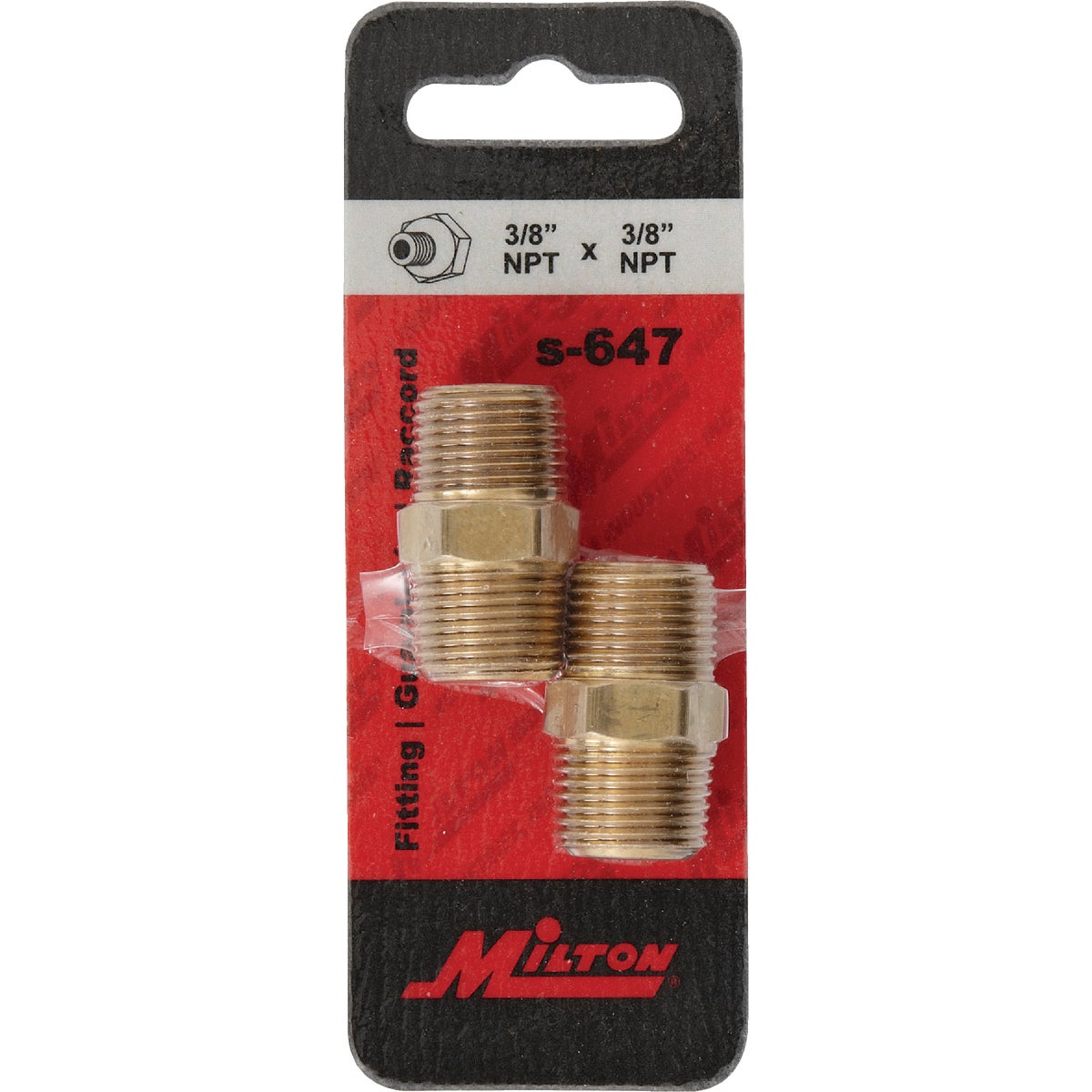 Milton Hex 3/8 In. NPT Brass Hex Nipple Coupler