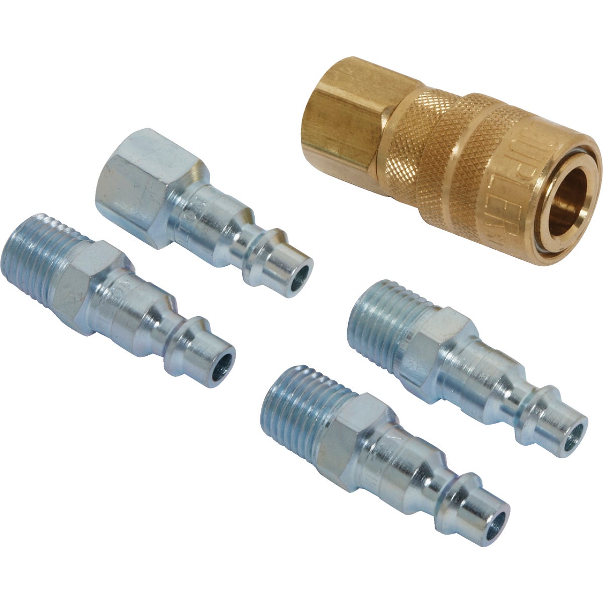 Milton 1/4 In. M-Style Coupler and Plug Kit, (5-Piece)