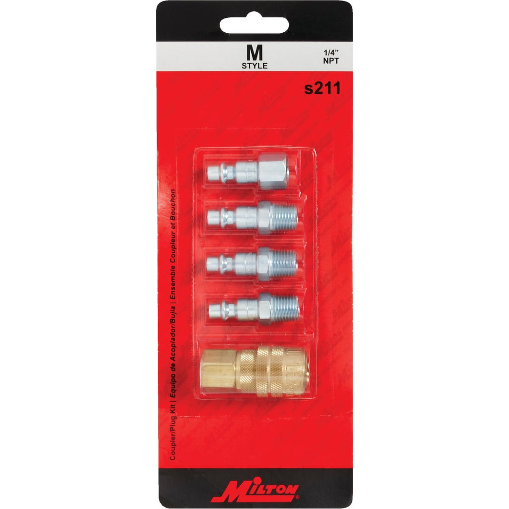 Milton 1/4 In. M-Style Coupler and Plug Kit, (5-Piece)