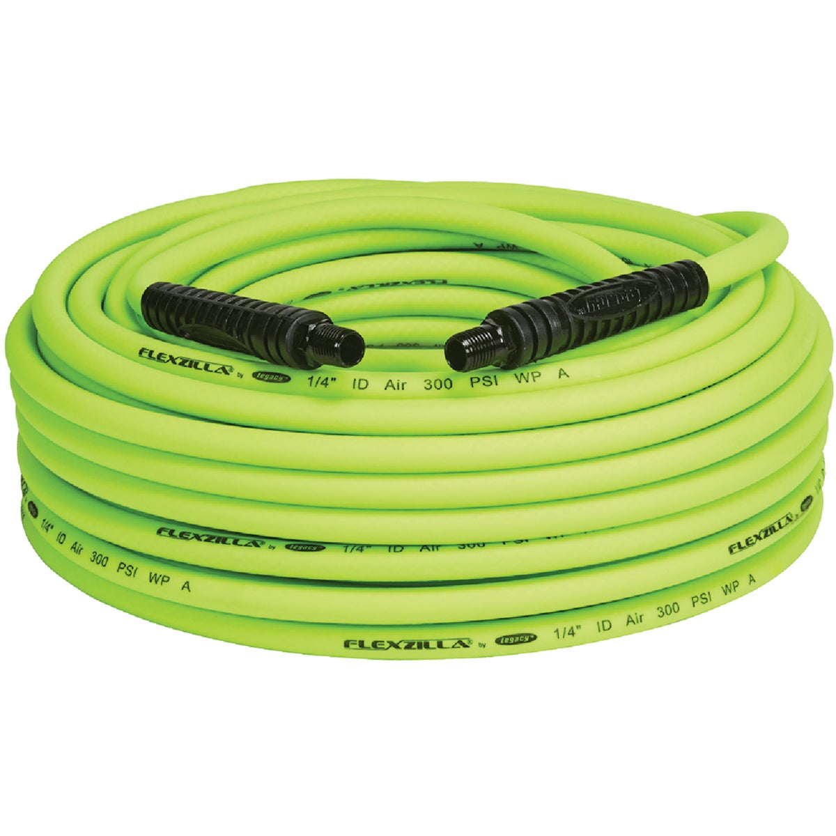 Flexzilla 1/4 In. x 100 Ft. Polymer-Blend Air Hose with 1/4 In. MNPT Fittings