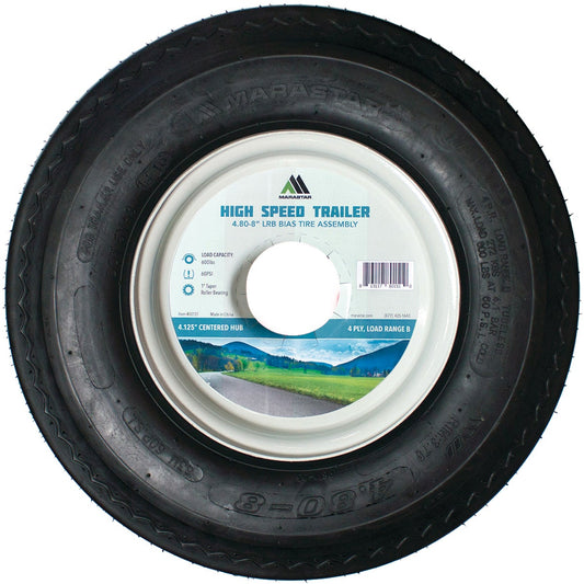 Marastar 4.80-8 In. Load Range B 4.125 In. Centered Hub, 1 In. ID Bushing Trailer Tire and Wheel