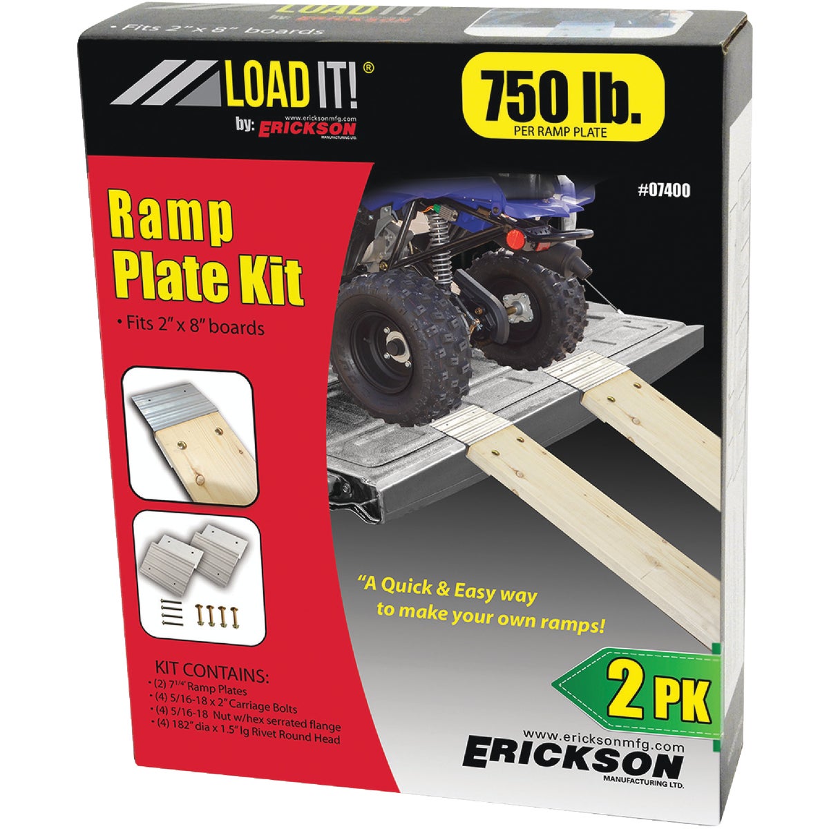 Erickson 750 Lb. Capacity Aluminum Ramp Kit (2-Pack)