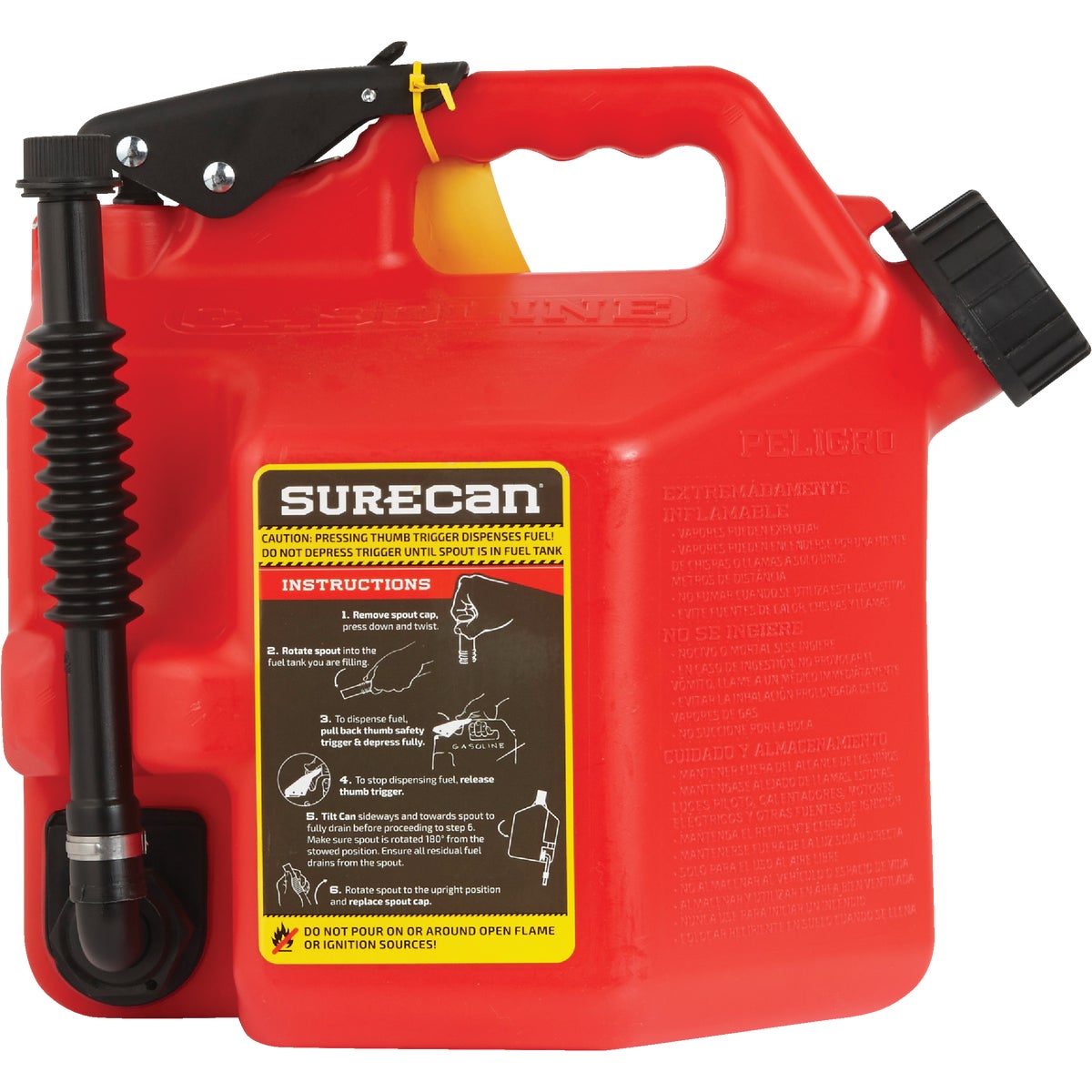 SureCan 2+ Gal. Plastic Gasoline Fuel Can, Red