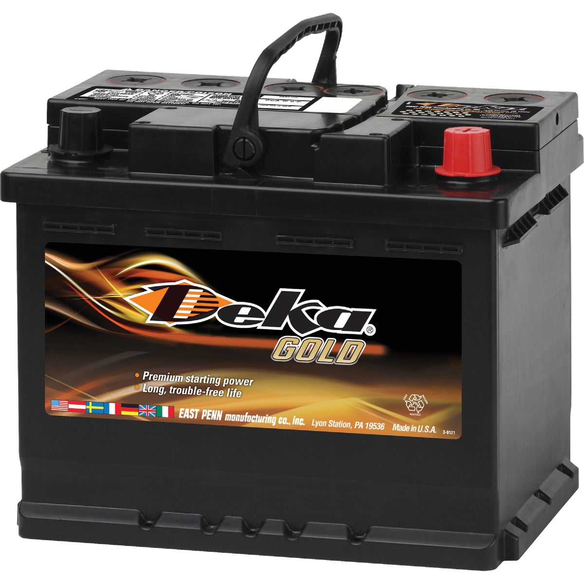 Deka Gold 12-Volt 650 CCA Automotive Battery, Top Post Right Front Positive Terminal