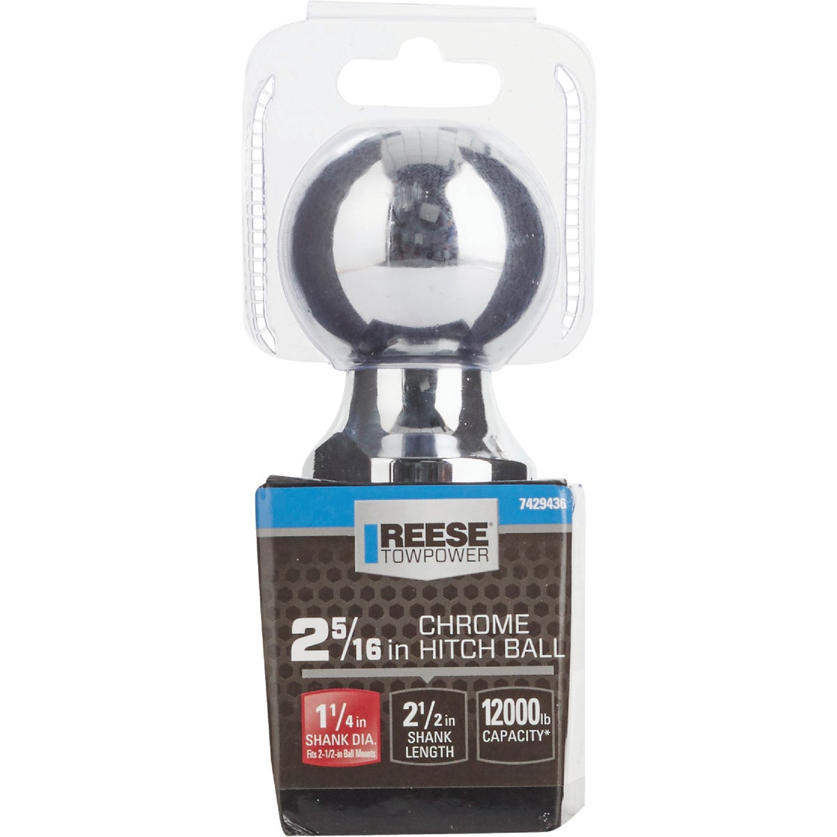 Reese Towpower Class V Hitch Ball, 2-5/16 In. x 1-1/4 In. x 2 In.