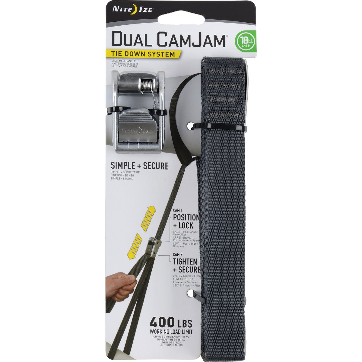 Nite Ize Dual CamJam 1 In. x 18 Ft. 400-Lb. Working Load Limit Tie-Down Strap