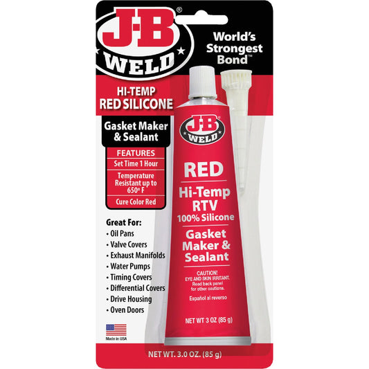 J-B Weld 3 Oz. Red Hi-Temp RTV Silicone Gasket & Sealant