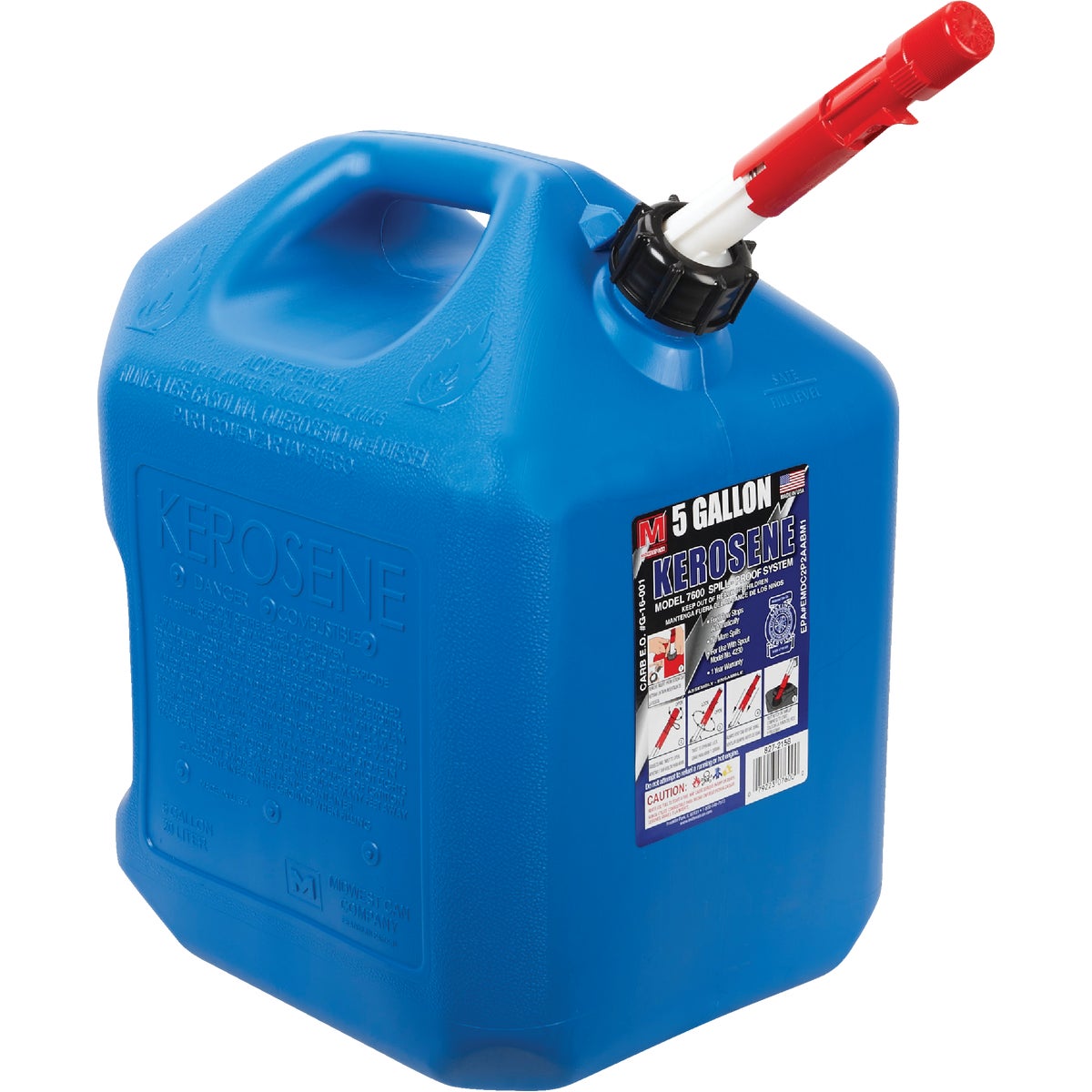 Midwest Can 5 Gal. Plastic Kerosene Fuel Can, Blue