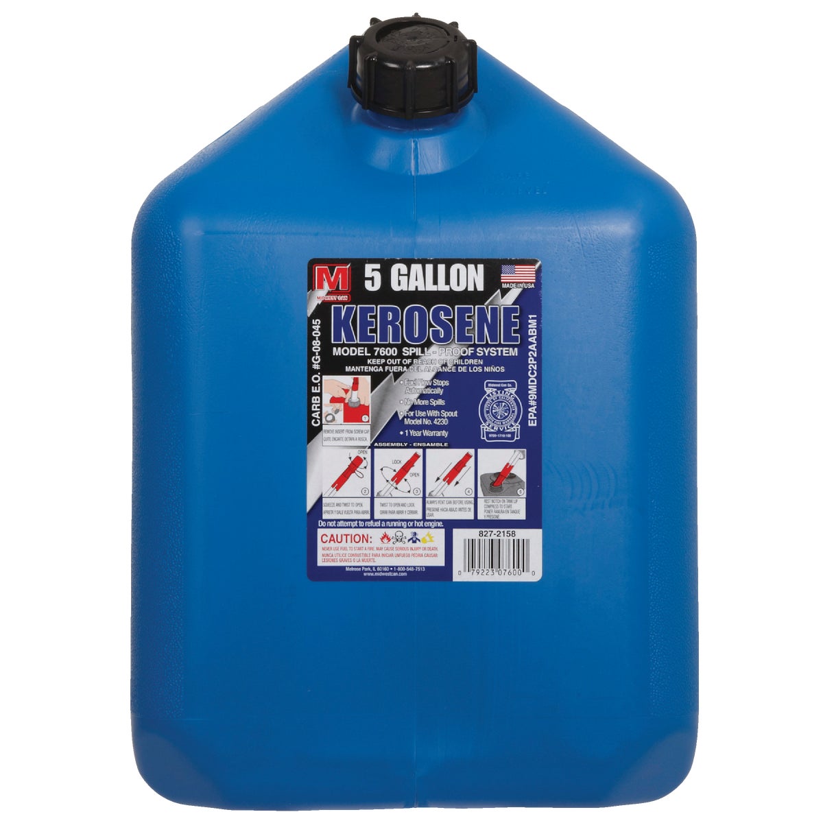 Midwest Can 5 Gal. Plastic Kerosene Fuel Can, Blue