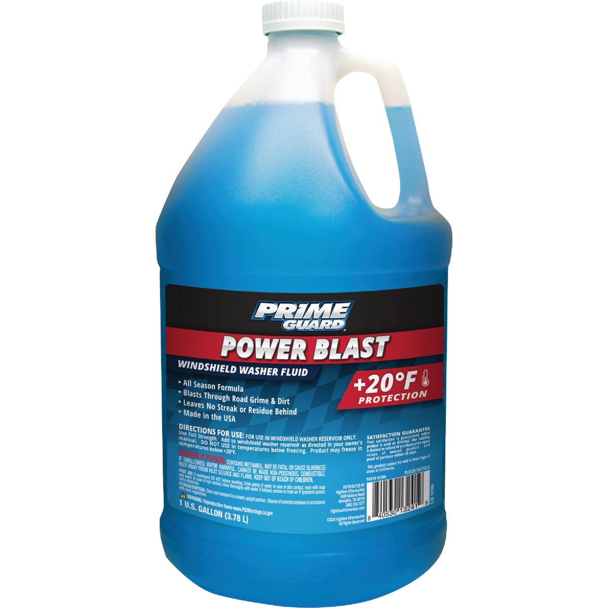 Prime Guard Power Blast Gallon +20 Deg F Temperature Rating Windshield Washer Fluid