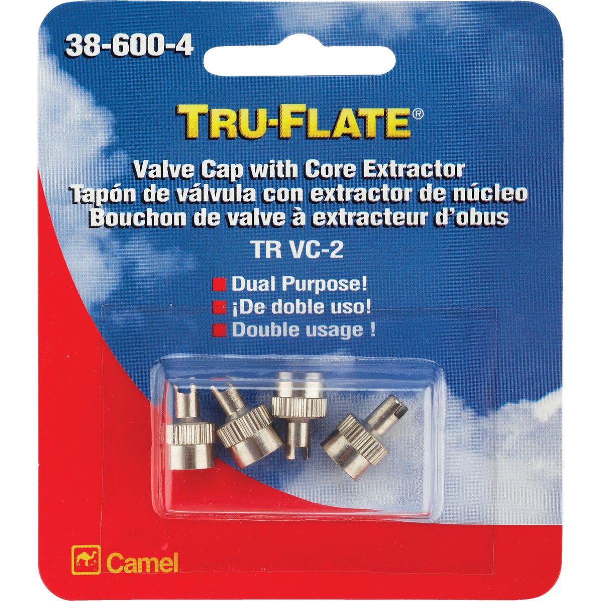 Tru-Flate Metal Screwdriver Type Tire Valve Cap (4-Pack)