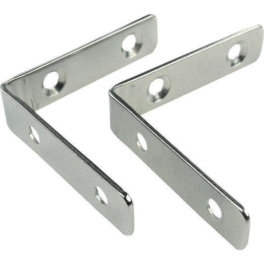 Seachoice 2-3/8 In. x 1/2 In. Polished Steel Angle Bracket Corner Brace