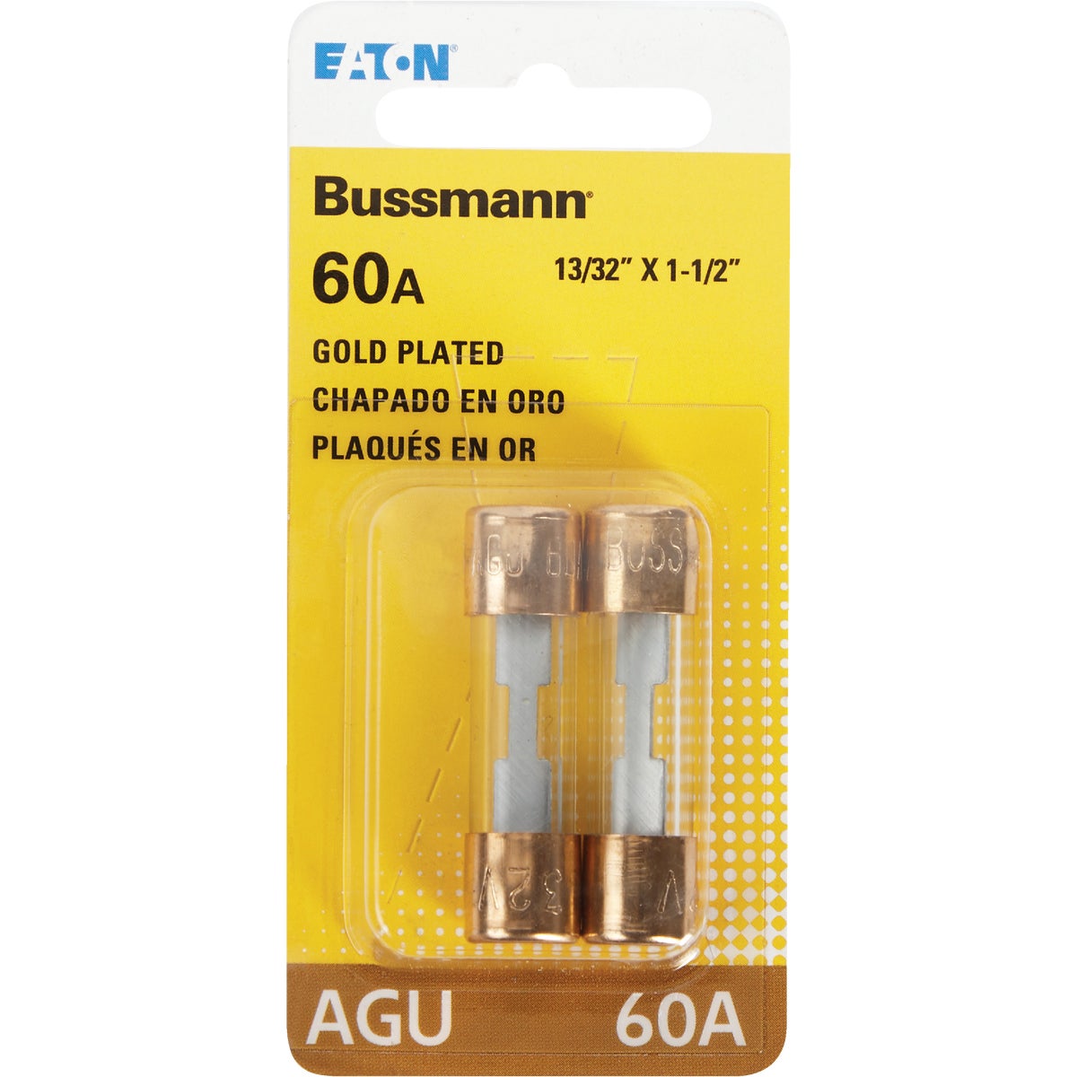 Bussmann 60-Amp AGU Glass Tube Automotive Fuse with Gold-Plated End Caps (2-Pack)