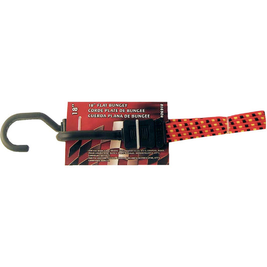 Erickson 3/4 In. x 18 In. Flat Bungee Cord, Red/Black