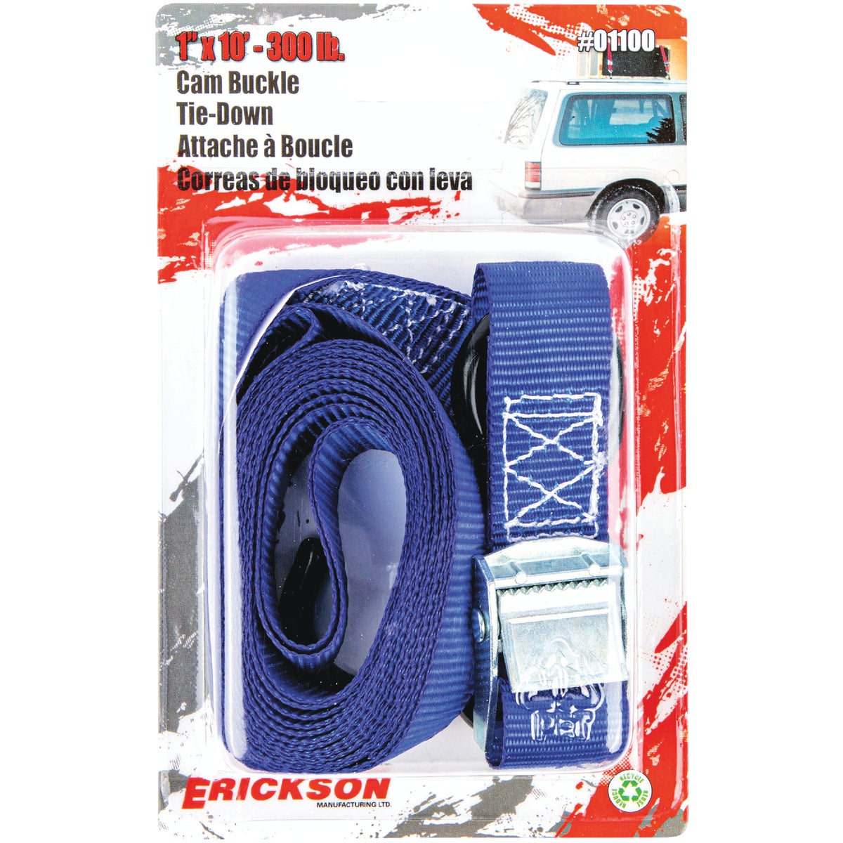 Erickson 1" x 10' Polyester Tie Down Strap