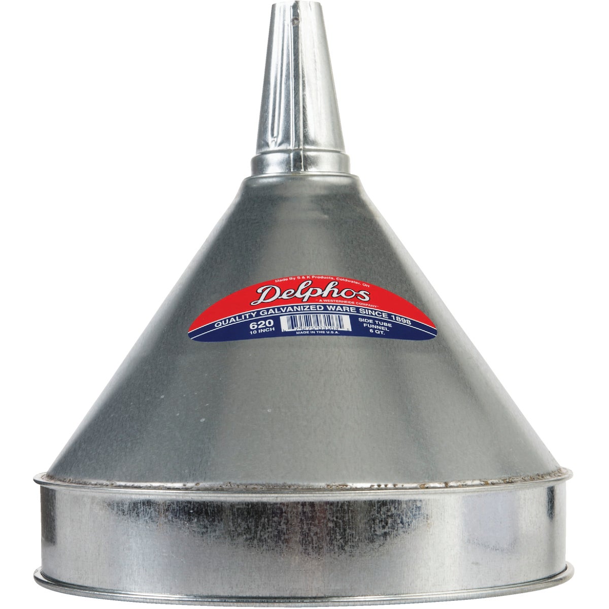 Delphos Heavy-Duty 6 Qt. Galvanized Steel Funnel with Side Spout