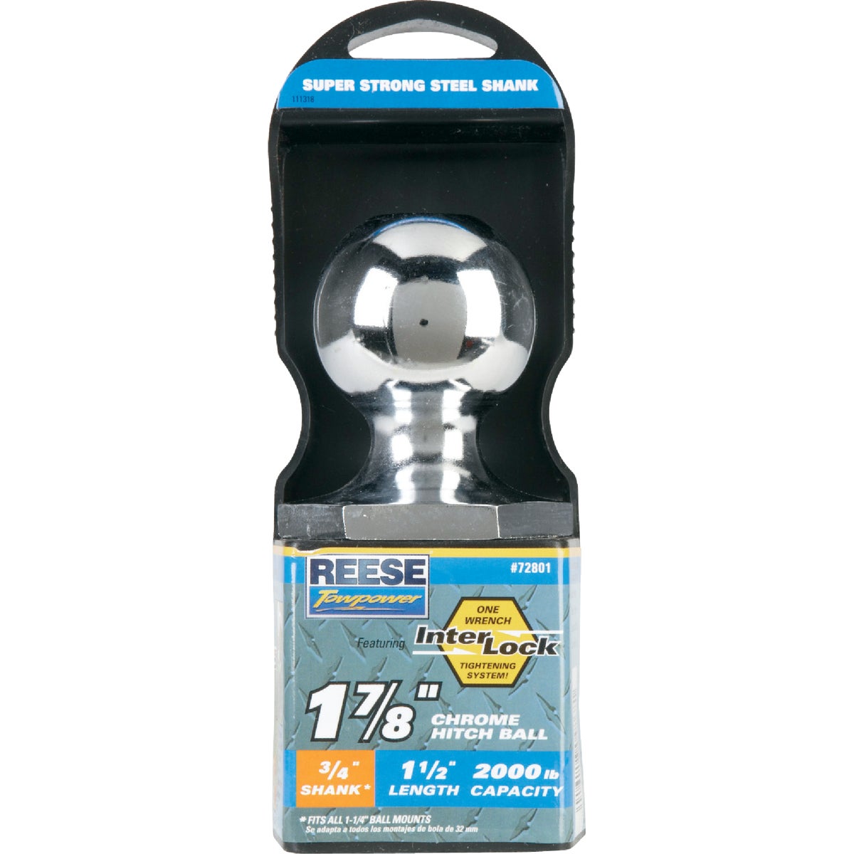 Reese Towpower Class I Interlock Hitch Ball, 1-7/8 In. x 3/4 In. x 1-1/2 In.