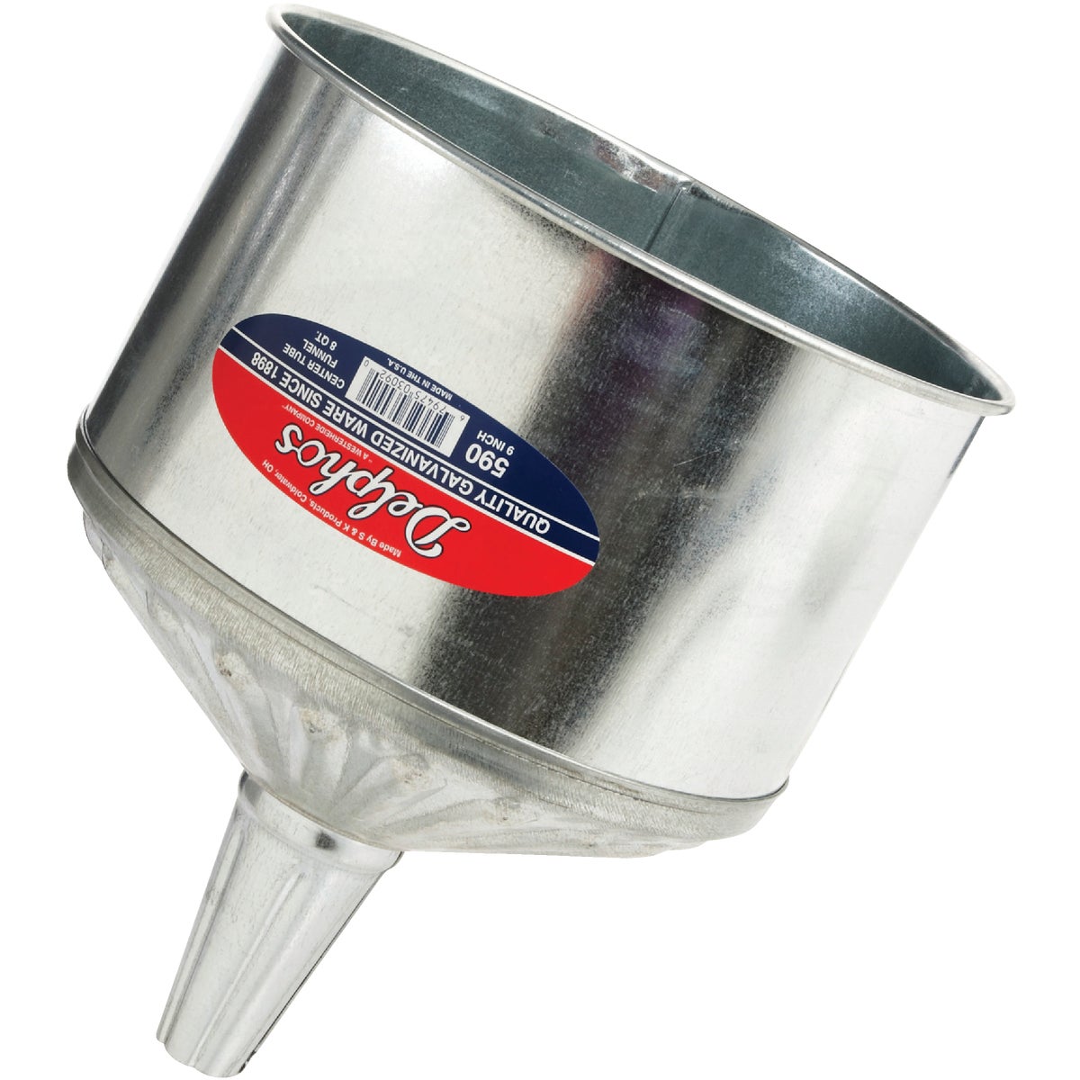 Delphos Heavy-Duty 8 Qt. Galvanized Steel Funnel with Center Spout