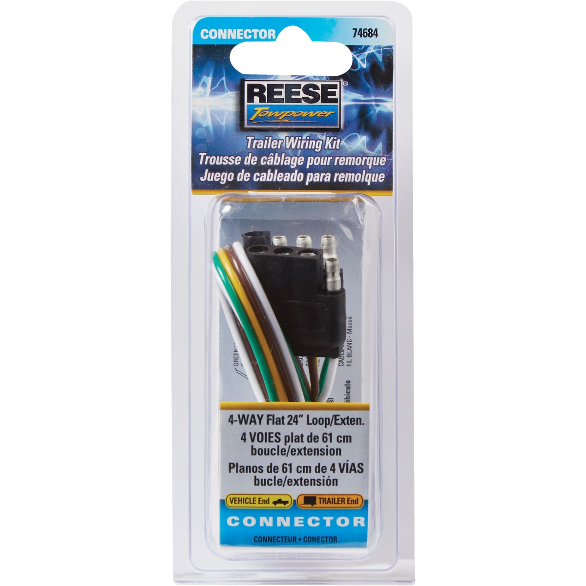 Reese Towpower 4-Flat 24 In. Loop Vehicle/Trailer Connector Set