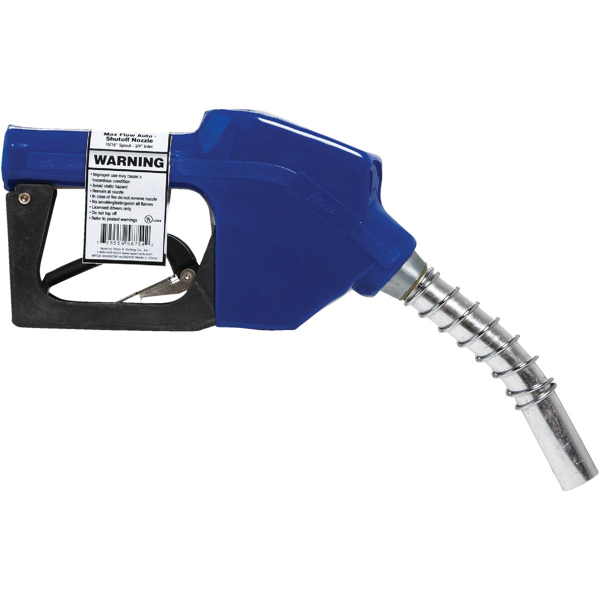 Apache 15/16 In. Spout Auto Shut-Off Farm Fuel Nozzle, Blue