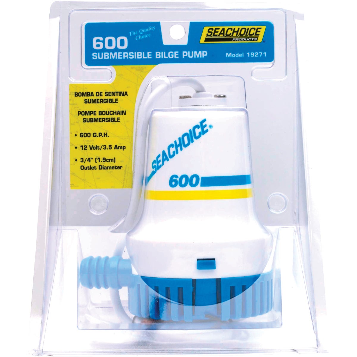 Seachoice 600 GPH NMMA ABS Plastic Bilge Pump