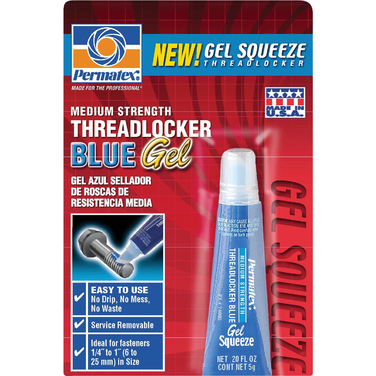 PERMATEX 0.2 Oz. Blue Medium Strength Gel Squeeze Threadlocker