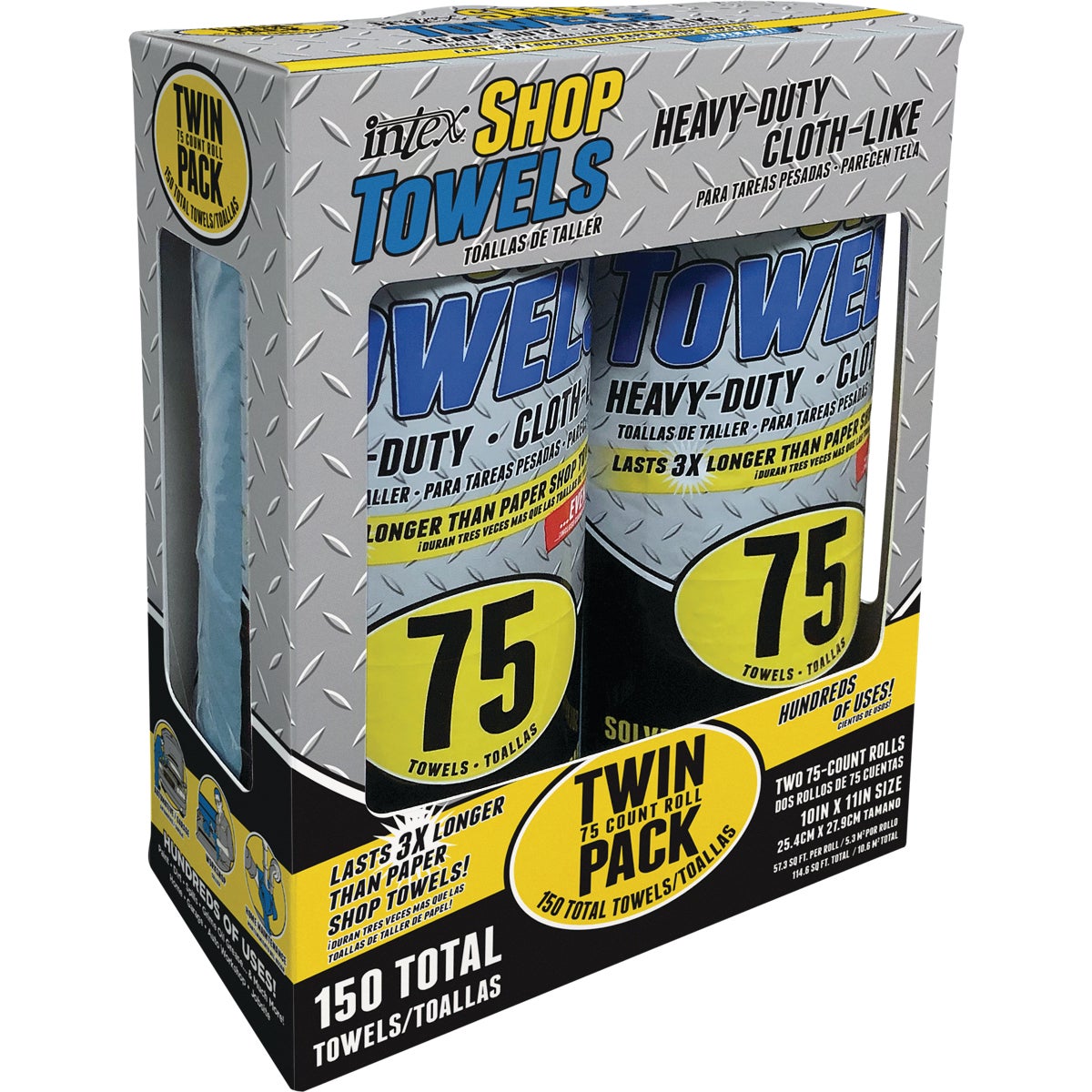 Intex 10 In. x 11 In. Twin Pack Heavy-Duty Shop Towel (75-Sheets/Roll)