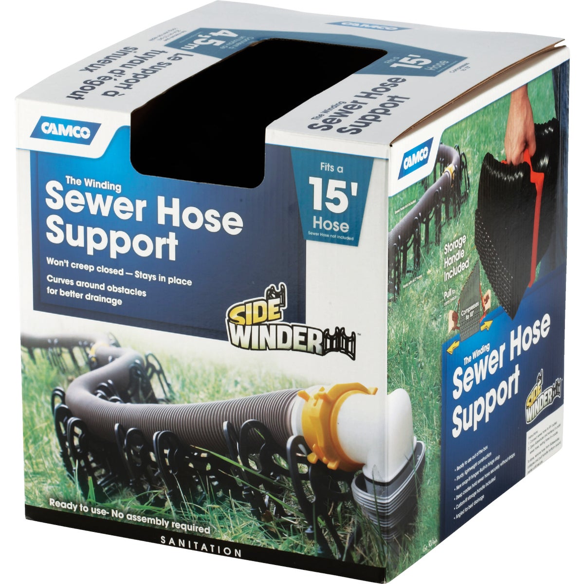 Camco 15 Ft. Sturdy, Lightweight Plastic Sidewinder RV Sewer Hose Support