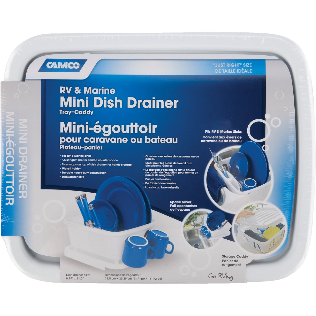 Camco Heavy-Duty Plastic 9.50 In. x 11.69 In. White RV Dish Drainer