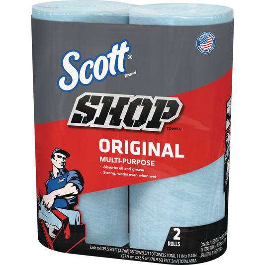 Scott 11 In. W x 9.4 In. L Disposable Original Shop Towel, (2-Roll/110-Sheets)