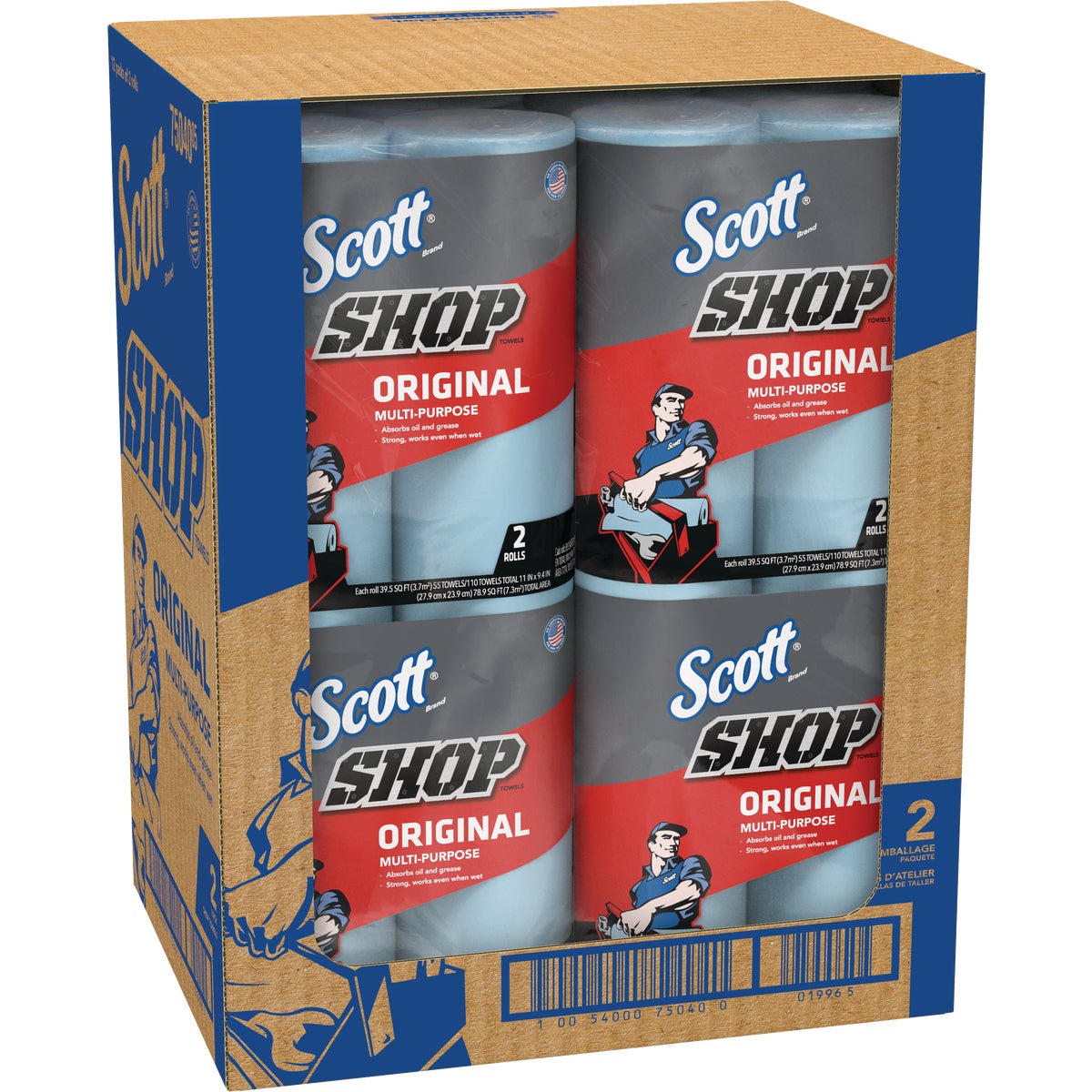 Scott 11 In. W x 9.4 In. L Disposable Original Shop Towel, (2-Roll/110-Sheets)